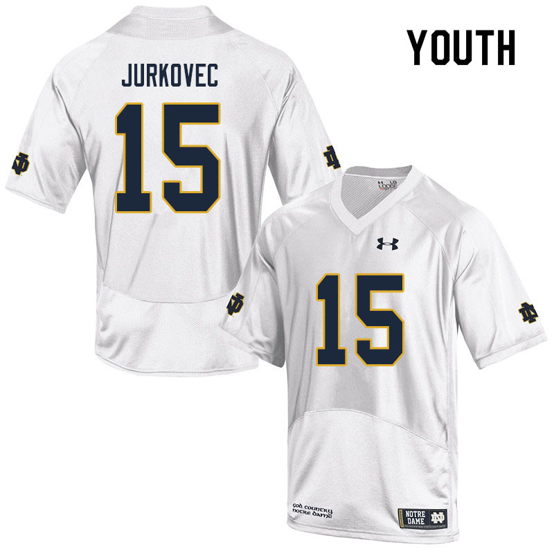 Youth #15 Phil Jurkovec Notre Dame Fighting Irish College Football Jerseys Sale-White - Click Image to Close